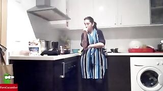 WHITE EUROPEAN CHICKS DRILLED IN KITCHEN