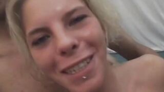 Amateur teen girlfriend anal team fuck with facials