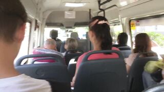 Real Public Quickie Tugjob in Mini Bus, that babe like It!