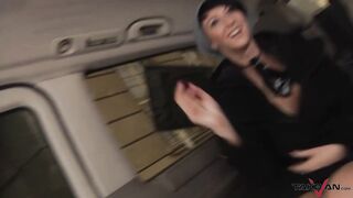 Anita and Emilia pick up slim chap on the streets to take him into their screw van