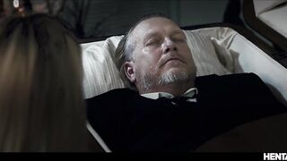 Golden-Haired babe filled up with cum and fully destroyed inside coffin