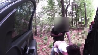2 Real Sisters Get Their Butts Clapped By Hot Ebony Man In The Woods