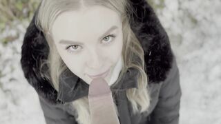 eighteen year old teen is screwed in the forest in the snow