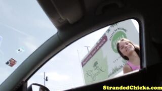 Hungarian hitchhiking teens outdoor pov bang