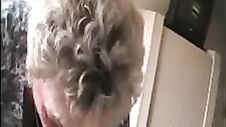 Granny magda enjoying a milky weenie treat....