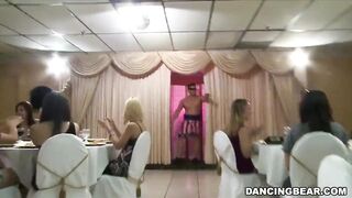 Avid hotties suck boy strippers at CFNM party