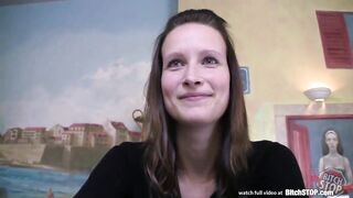 Floozy STOP - Charming brunette hair banging in public throne room