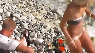 Lustful pair was doing it on the beach during the time that anybody was secretly watching 'em in action