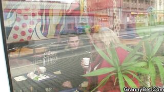 Stud picks up massive old granny in the cafe