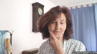 Shaggy granny gives head and rides his ramrod