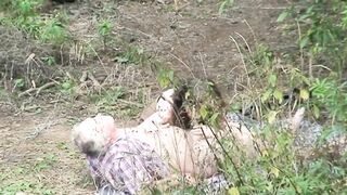 The doxy sees 2 old dudes screwing in the open countryside