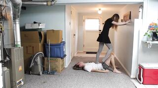 Ebony (& White) & Blue All Over - Ballbusting & Trampling