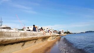 Cunt Flash at BEACH BAR # Micro Mini Bikini at Public Bar Party