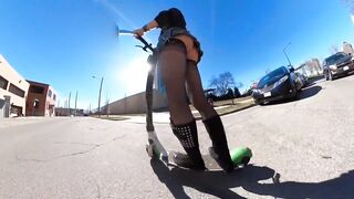 Short petticoat on a scooter