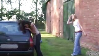 Coarse catfight at a carwash