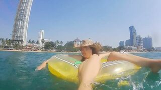 Underwater TWAT PLAY at Public Beach # ENJOYMENT from Risky Public Exhibitionism