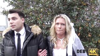 DEBT4k. Horny wife cheats on spouse for money in front of