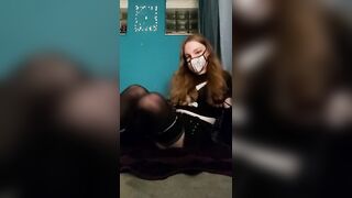Cute trans gal jerks off and shakes whilst cumming