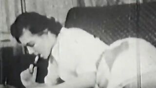 Mustached Male Bangs Youthful Gal's Twat (1950s Vintage)