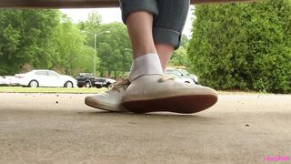 Jasmine underneath table Keds shoeplay dangle PREVIEW