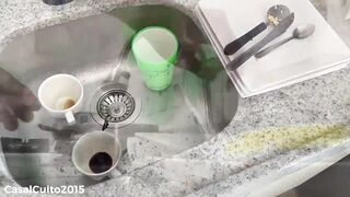 Breakfast at the cuckold's abode is like this. Whilst the cuckold washes the dishes, the ally bangs his wife and then this guy cleans her likewise.