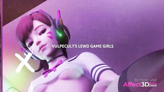 Renowned Game Gals Gives Sexy Oral in a CG Animation Compilation by Vulpeculy