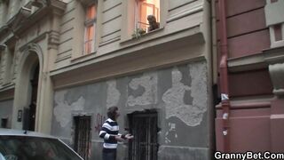 GRANNYBET - Lonely 60 years old granny swallows large rod