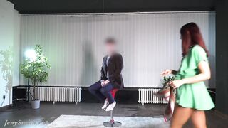 This Babe pranks a dude. Hawt teasing. Bottomless with seamless transparent tights