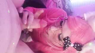 CUMMING TWICE! Femboy sucks and swallows two large loads.