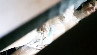 VOYEUR Wife during Shower PEE # Let's Spy and PEEP jointly ;)