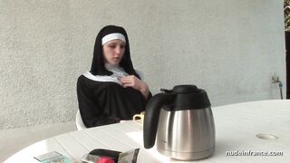 Youthful french nun sodomized in three-some with Papy Voyeur