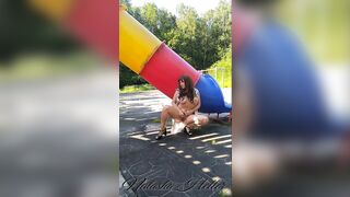 Pretty, youthful exhibitionist beauty shows off her glamorous body on the Playground