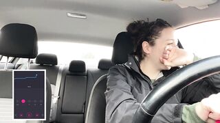 Going throughout the drive thru with my lush in! Trying hard not to cum!