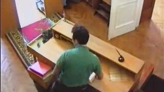 Very cute russian teen screwing in library
