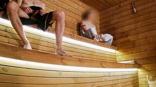 SAUNA ADVENTURE PT1: I show my hard jock to 3 people in the sauna