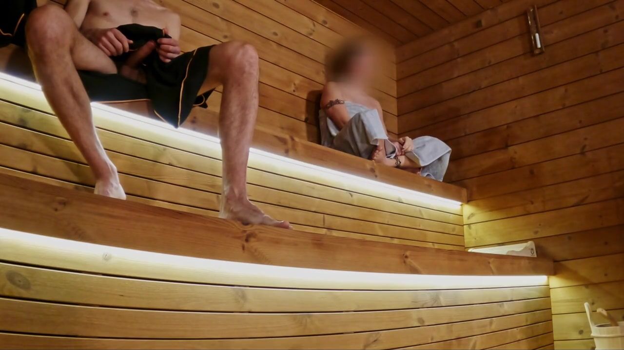 SAUNA ADVENTURE PT1: I show my hard jock to 3 people in the sauna.