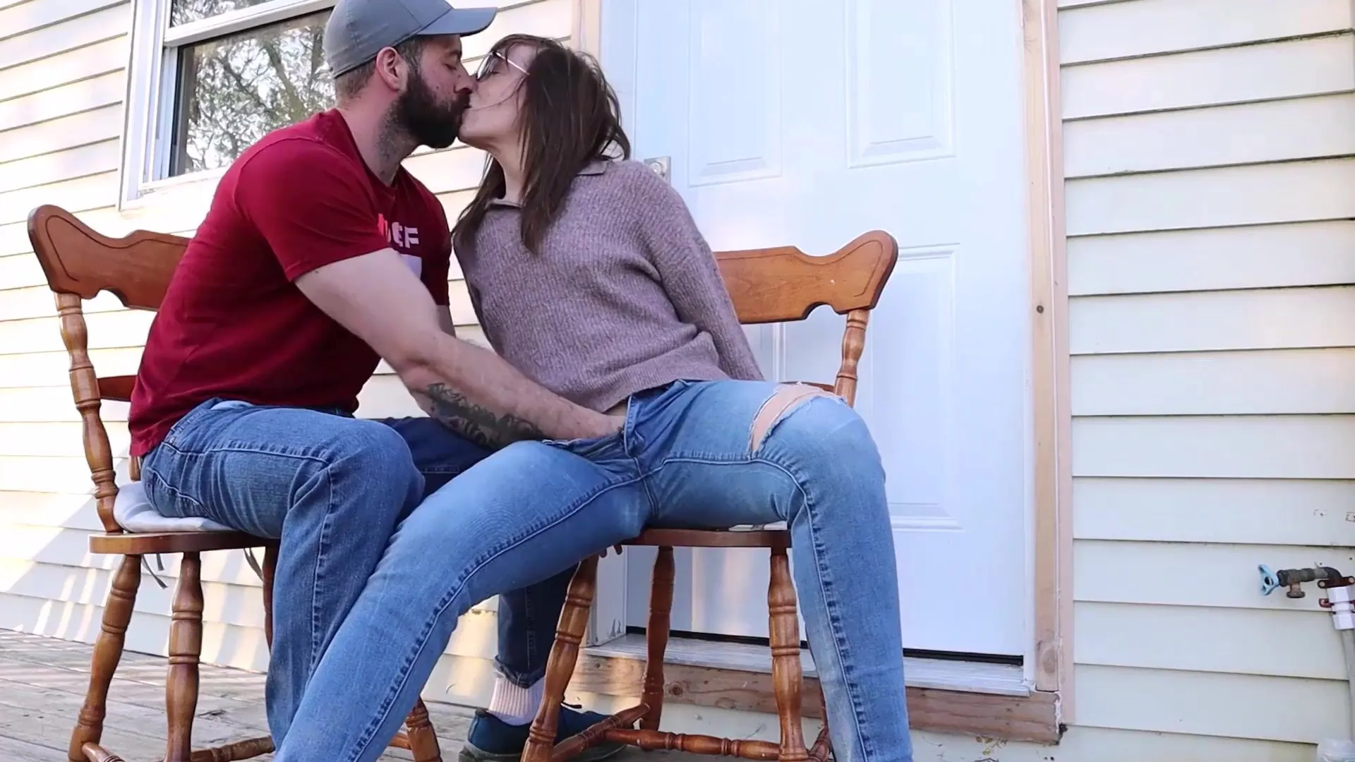 A MILF in wet jeans her expression one of pure release