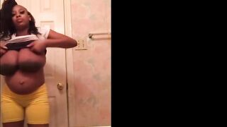 YOUTHFUL EBONY PREGGY  MASSIVE MELONS AND AREOLAS