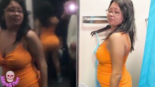 Amateur pair screws and sucks in a GARMENTS ROOM - we nearly got caught