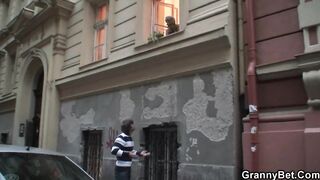 60 years old granny swallows large shlong