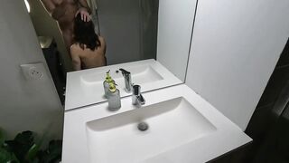 MORNING SCREW IN WASHROOM FOR FRENCH GIRL WITH LARGE BREASTS