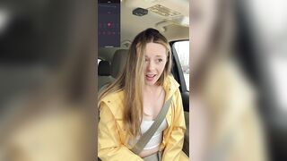 Thankful for my raincoat because my twat is POURING! Rainy day Starbucks Drive Thru with my LUSH!!