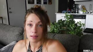 Fascinating chick with blue- eyes, small titties and merry teats is getting screwed on the bed