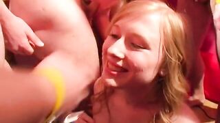 British blond teen does her first bukkake