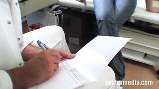 Urine example directly into the throat of the doctor