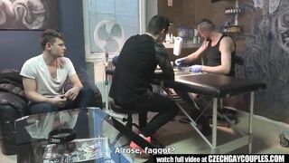 Wild sex in a tattoo studio