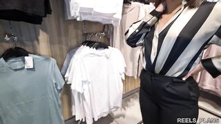 A Glamorous French Cutie Gets Anal Banged In A Fitting Room By 2 Of Her Brother's Allies !!!