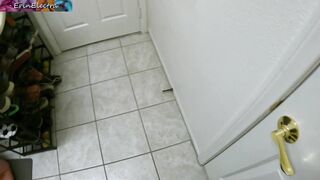 Stepmom stuck in the washing machine takes it in one as well as the other holes to keep it a secret