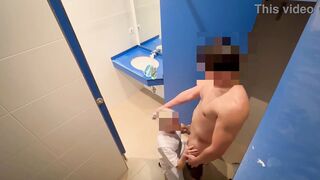 I surprise the gym cleaning beauty who when this babe comes in to clean the shitter that babe catches me jerking off and helps me finish cumming with a oral-job