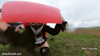 Nude woman riding a Foul Bike